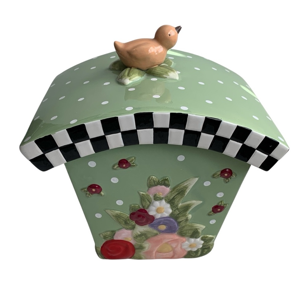 MARY ENGELBREIT Vintage Floral Cookie Jar Canister Cottage Hostess Collection